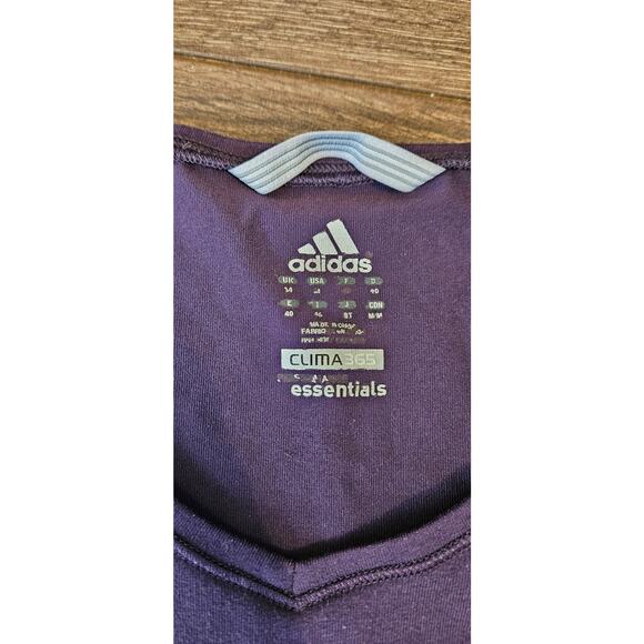 Adidas Purple Climalite Short Sleeve V Neck Tee Top - Picture 3 of 5